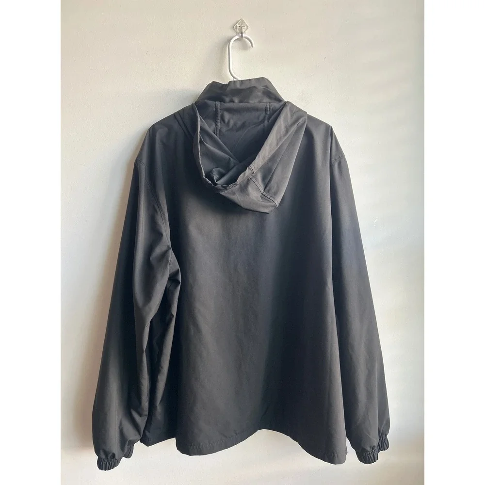 Puma Solid Black Windbreaker Jacket Hooded Mens Size XL